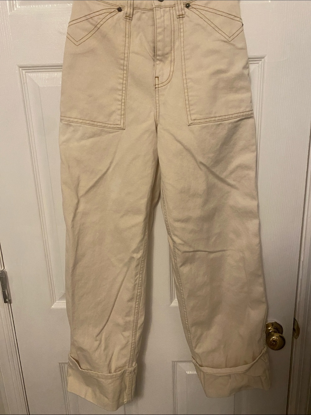 BDG Cream Canvas Carpenter Pants